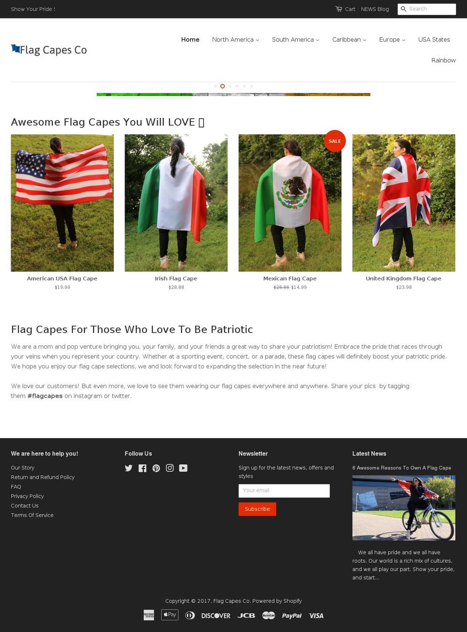 flagcapes.com shopify website screenshot