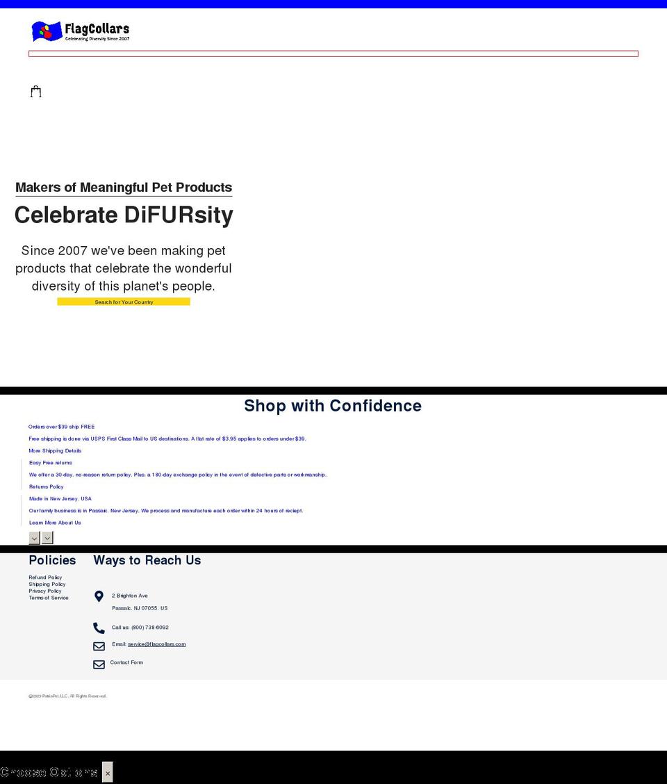 flagcollars.com shopify website screenshot