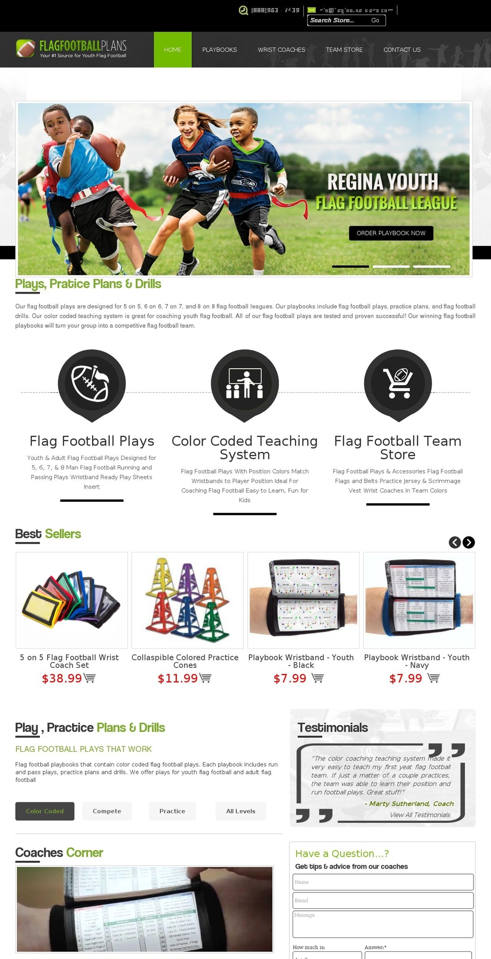 flagfootballplans.com shopify website screenshot