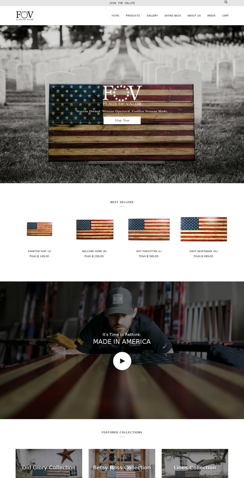 flagofvalor.com shopify website screenshot