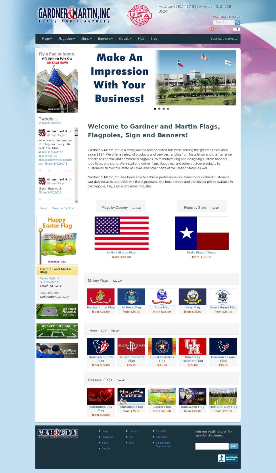 G\u0026M Responsive AlexanderWaldrop Shopify theme site example flagpolesofhouston.com