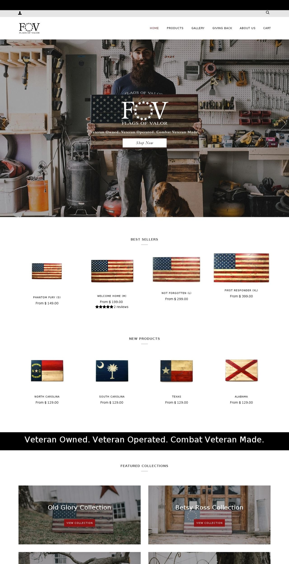 Impact Shopify theme site example flagsofvalor.com