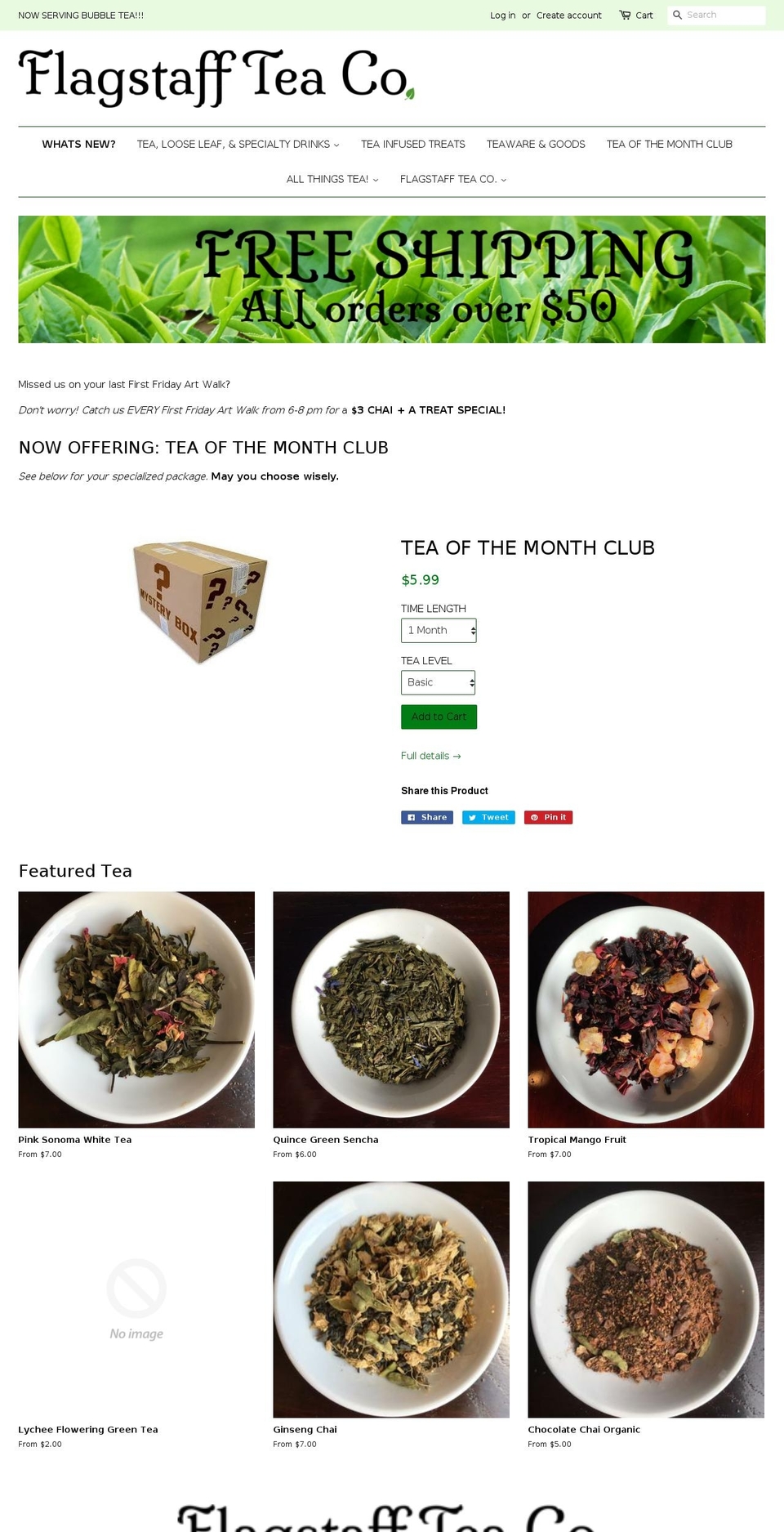 flagstafftea.com — Shopify storefront screenshot