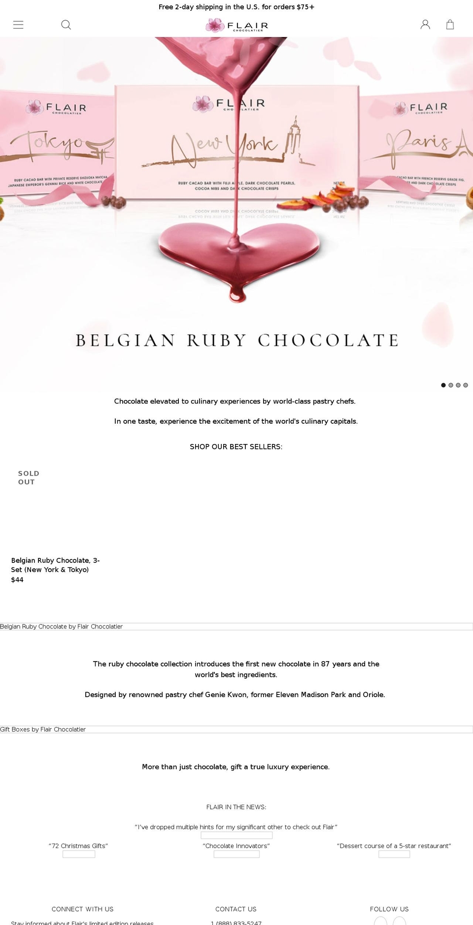 flairchocolatier.com shopify website screenshot