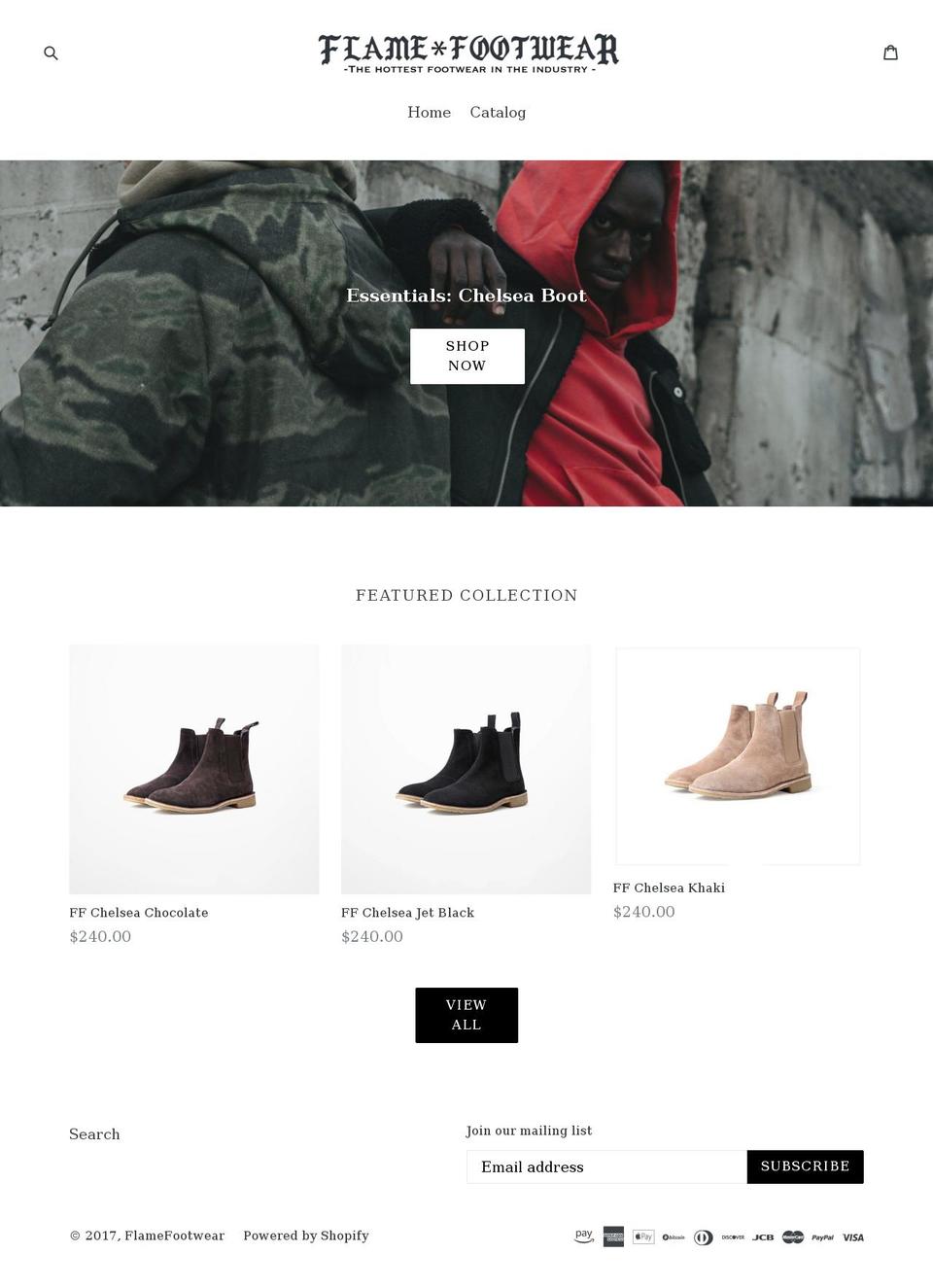 flamefootwear.com shopify website screenshot