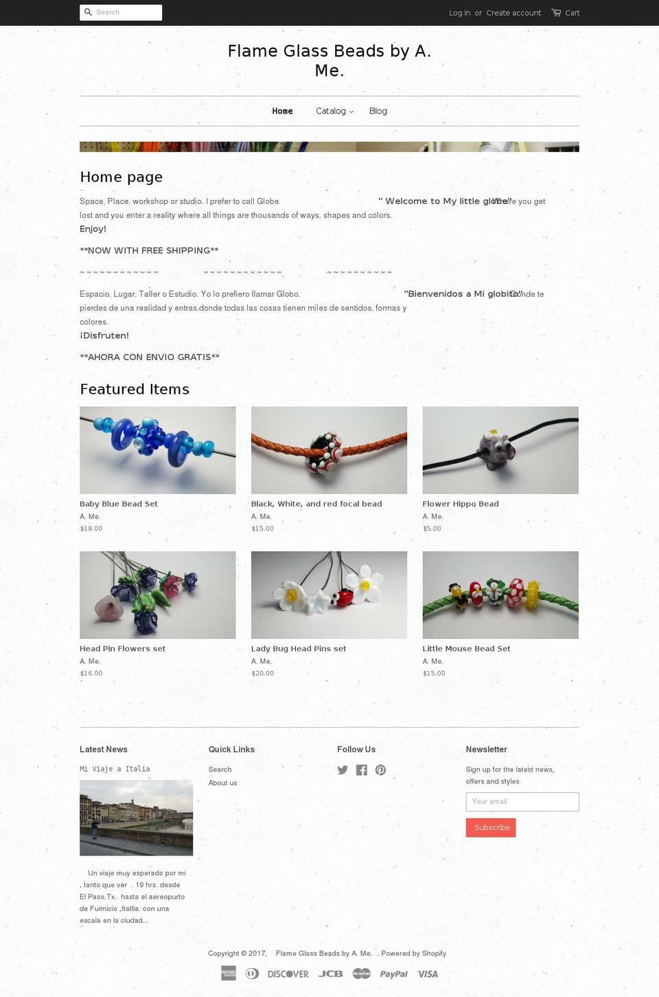 flameglassbeads.com shopify website screenshot