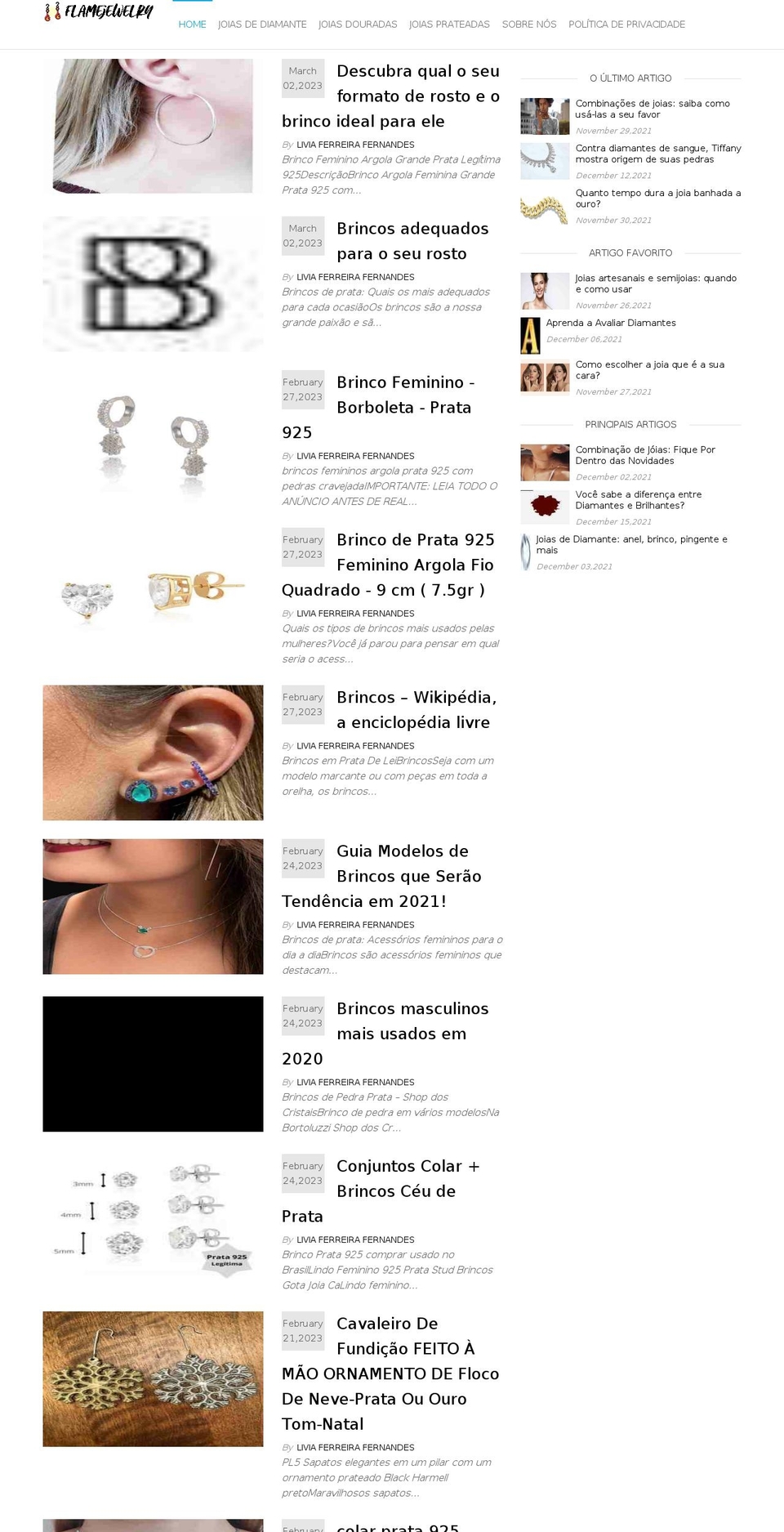 flamejewelry.com — Shopify storefront screenshot