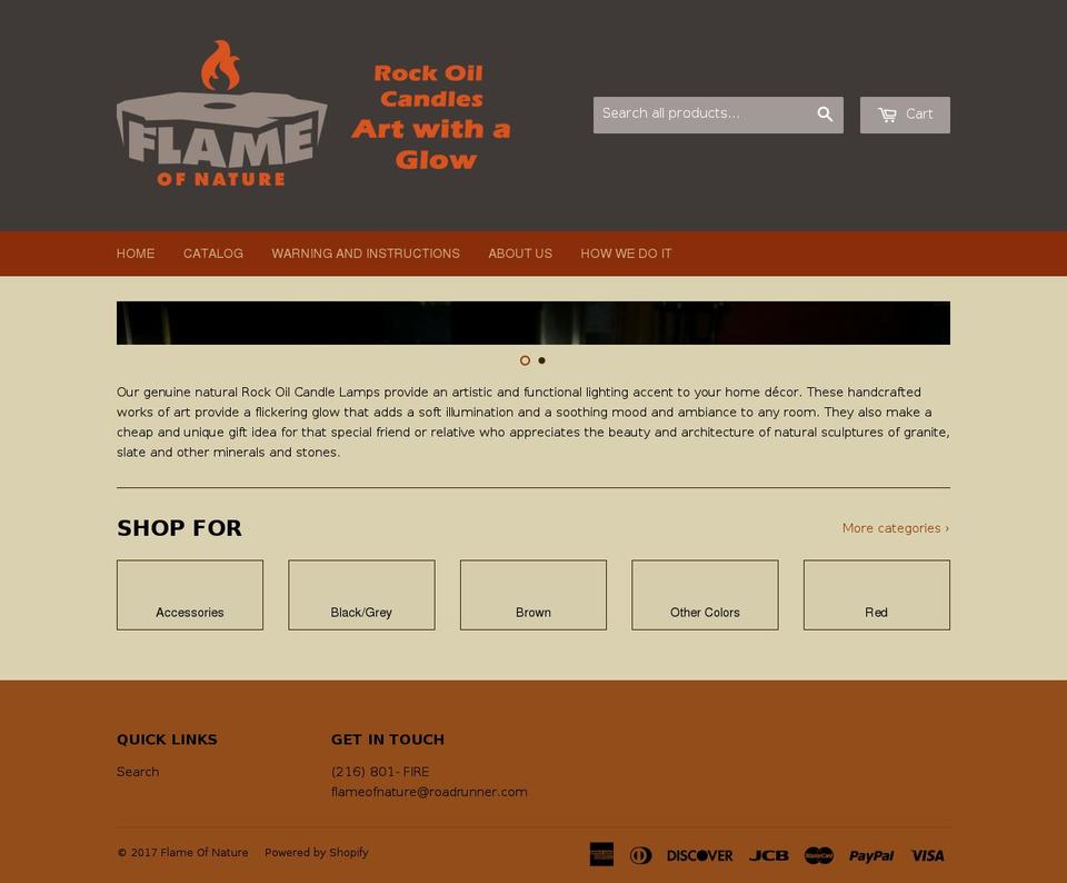 flameofnature.com shopify website screenshot