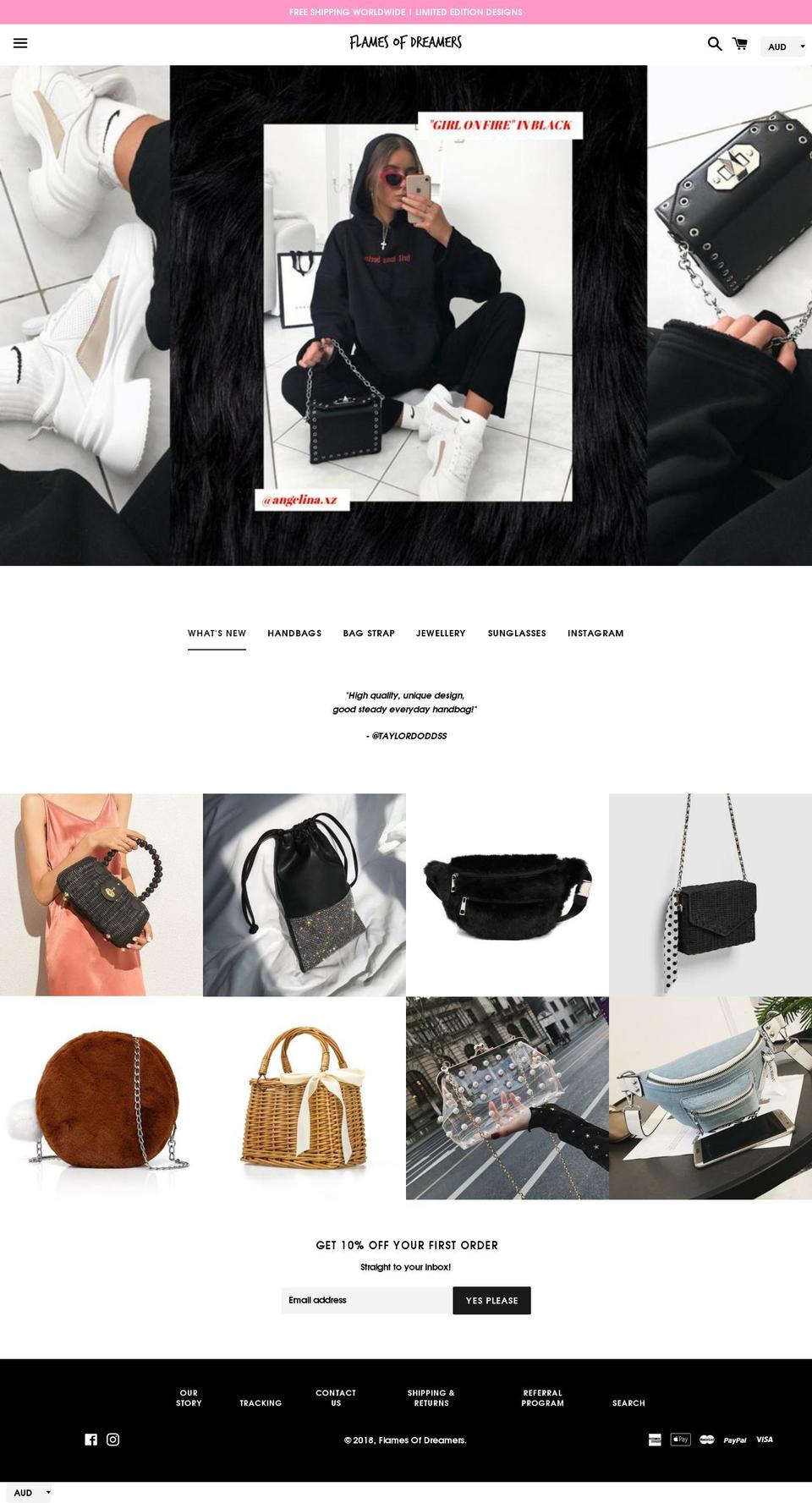 flamesofdreamers.com — Shopify storefront screenshot