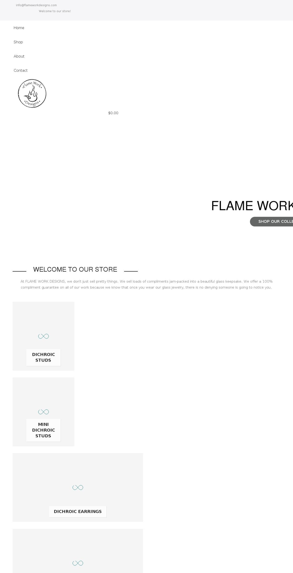 flameworkdesigns.com shopify website screenshot