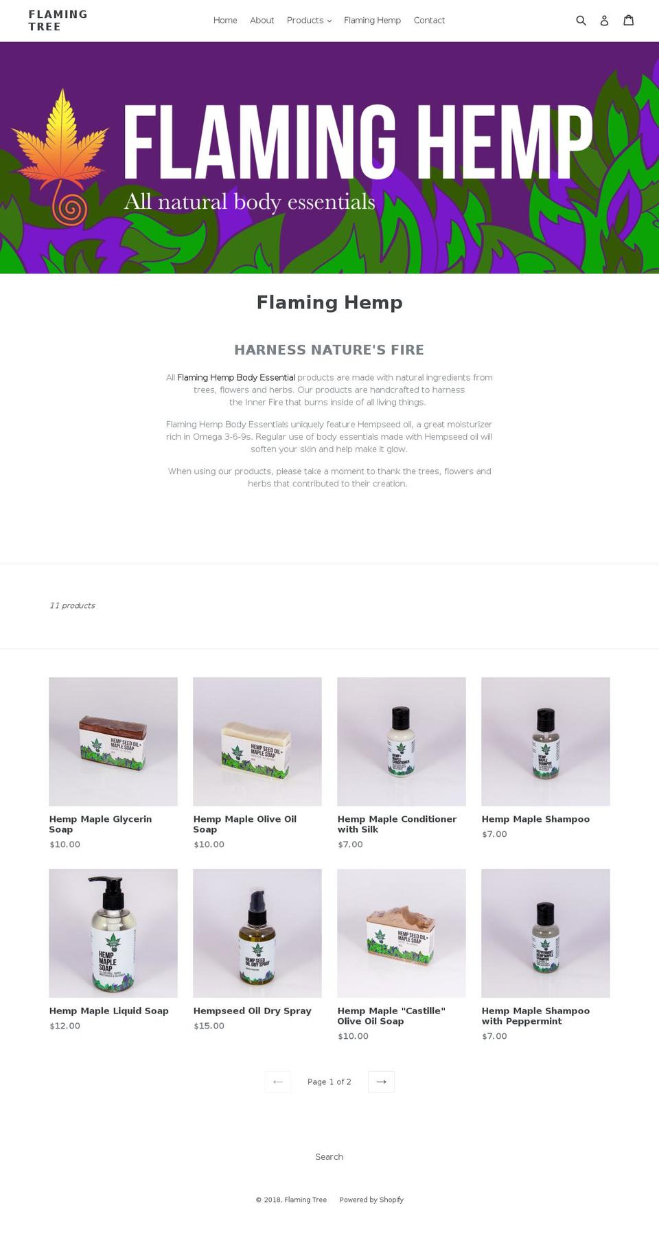 flaminghemp.org shopify website screenshot