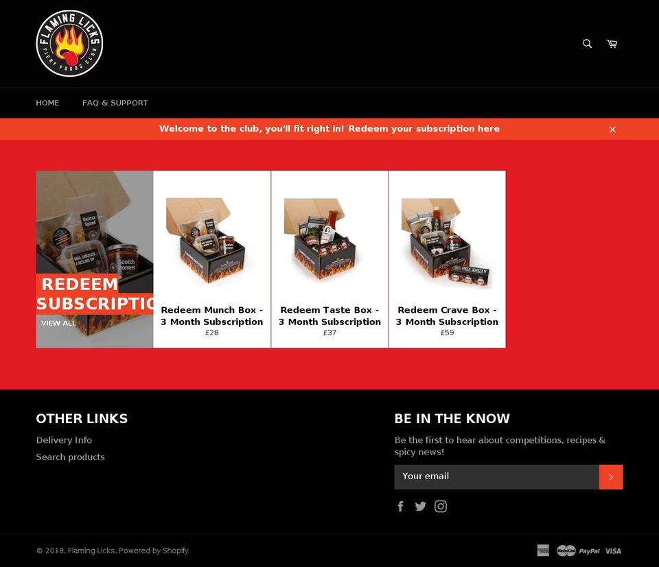 flaminglicksclub.com — Shopify storefront screenshot