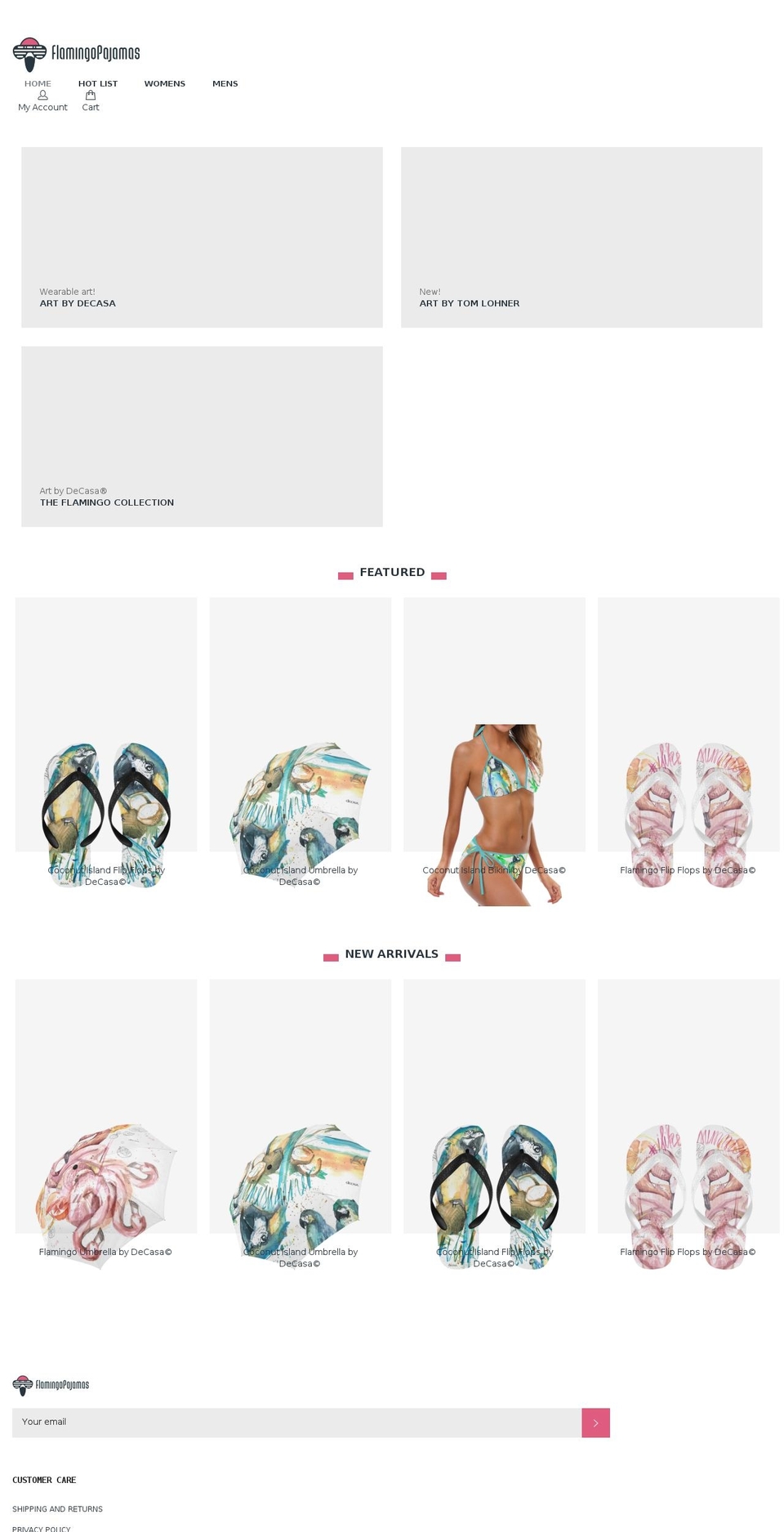 flamingopajamas.com — Shopify storefront screenshot