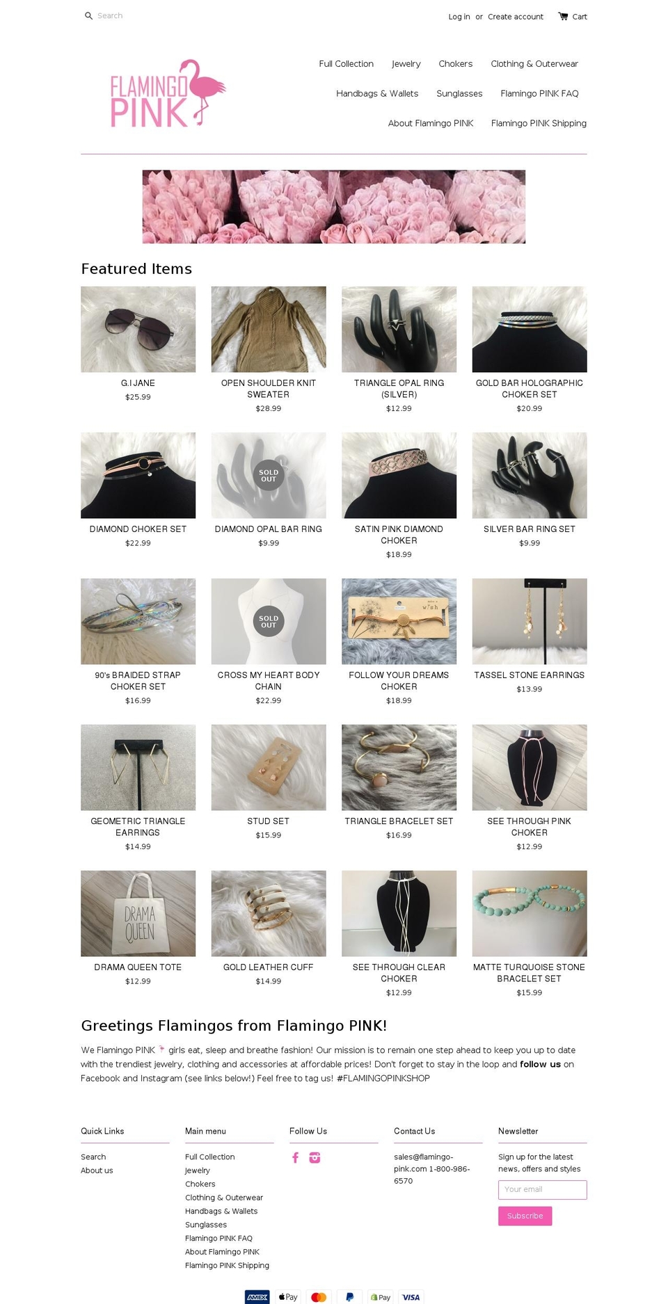 flamingopinkshop.com — Shopify storefront screenshot