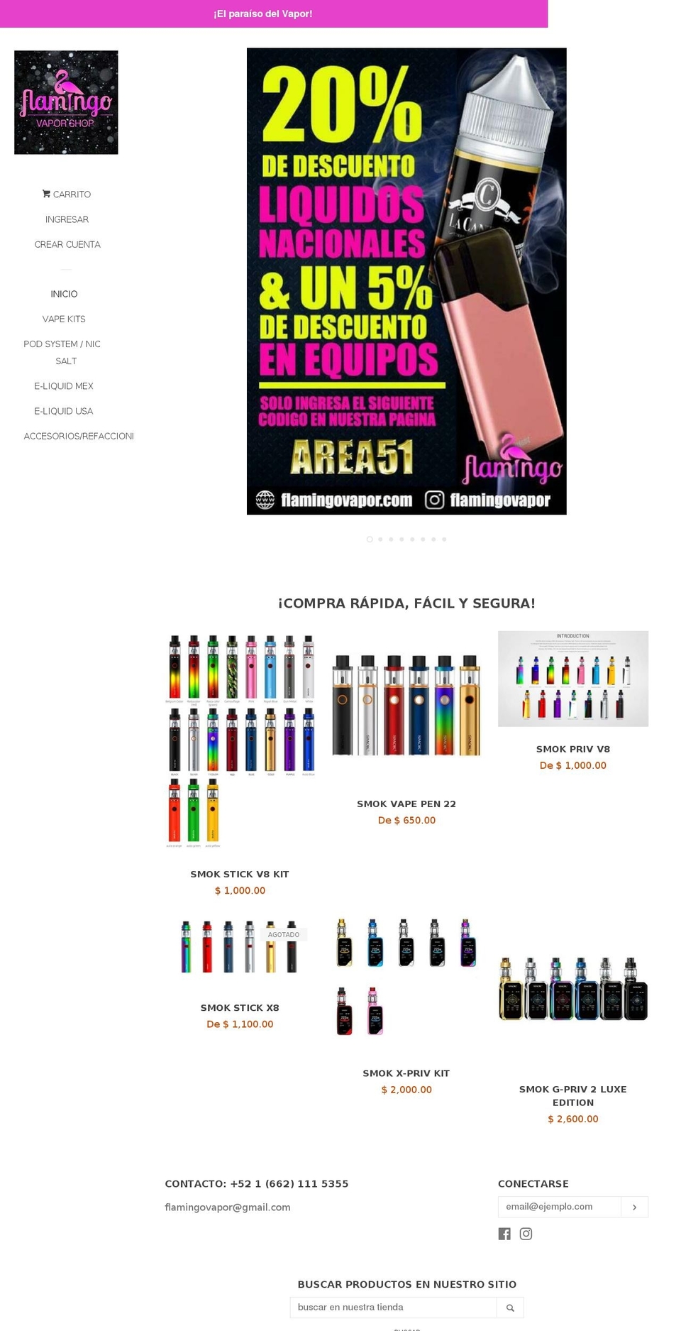flamingovapor.com — Shopify storefront screenshot