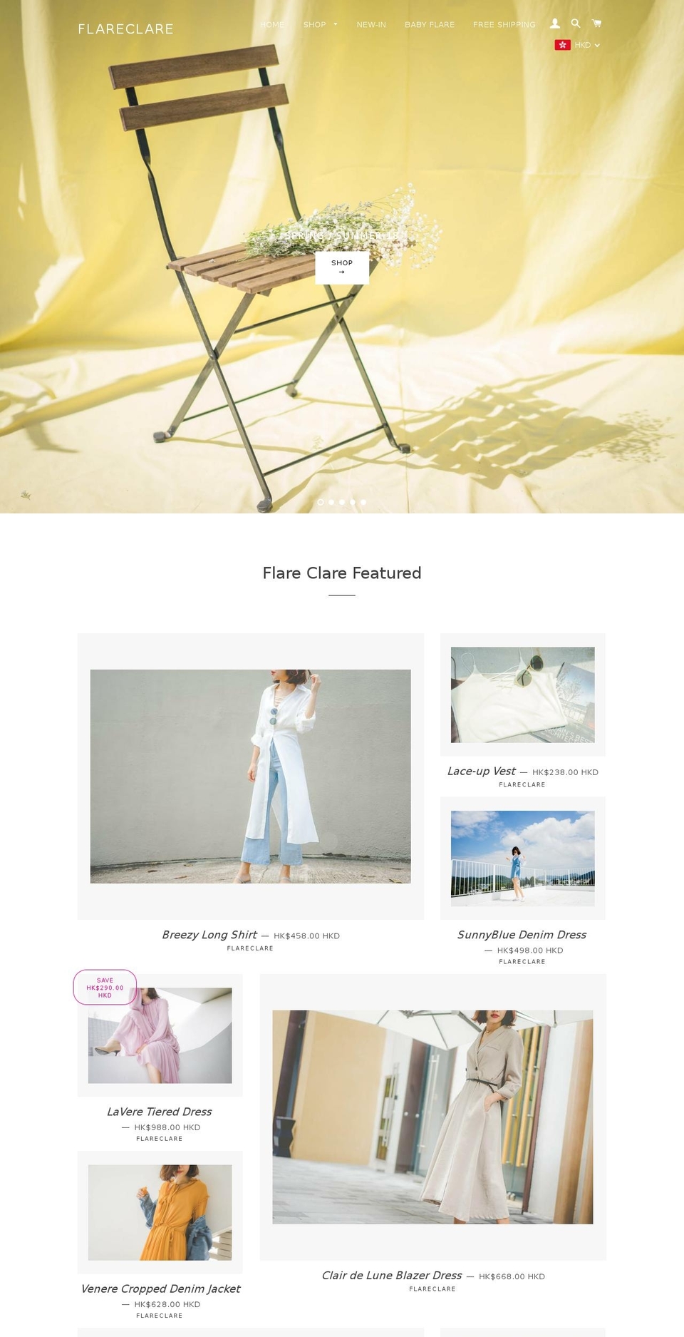 flareclare.com shopify website screenshot
