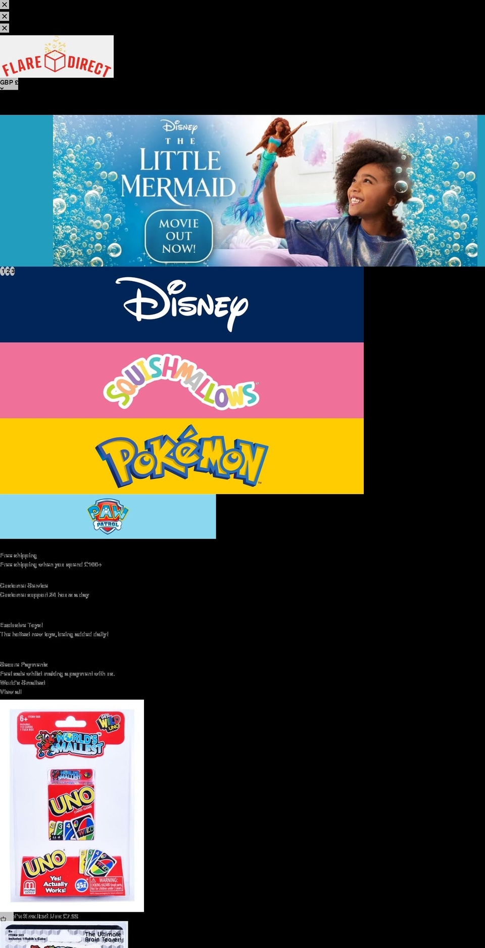 flaredirect.co.uk shopify website screenshot