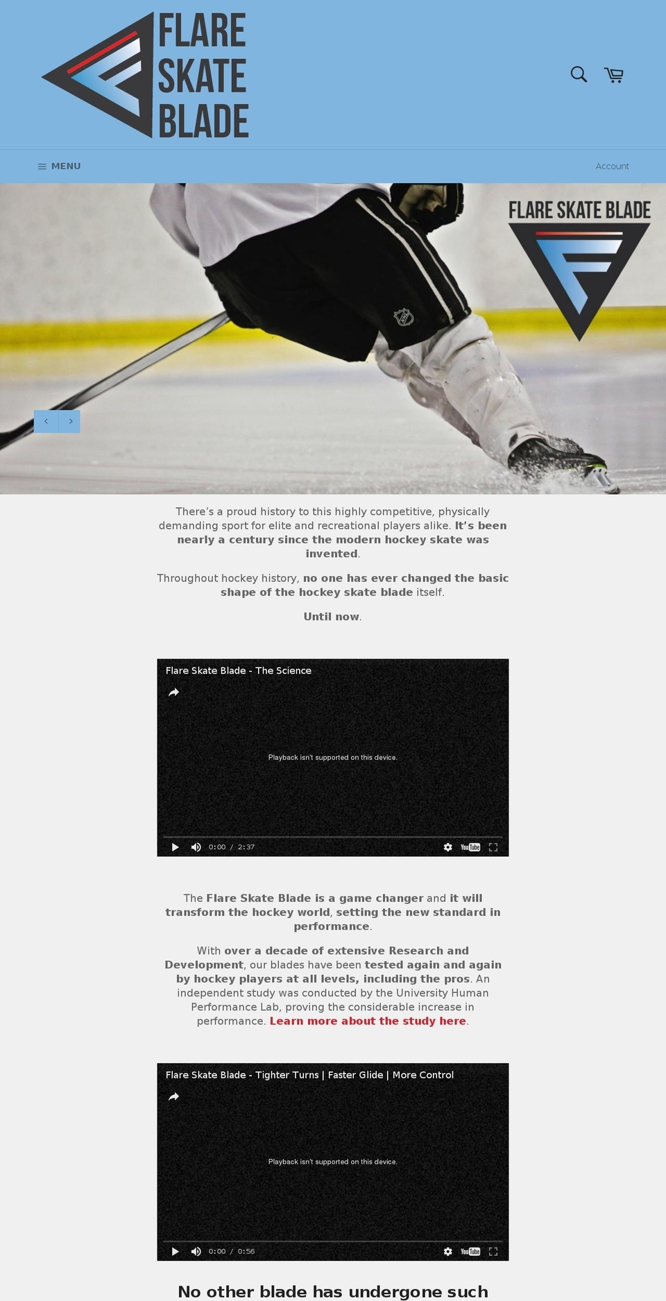 flareskateblade.com shopify website screenshot