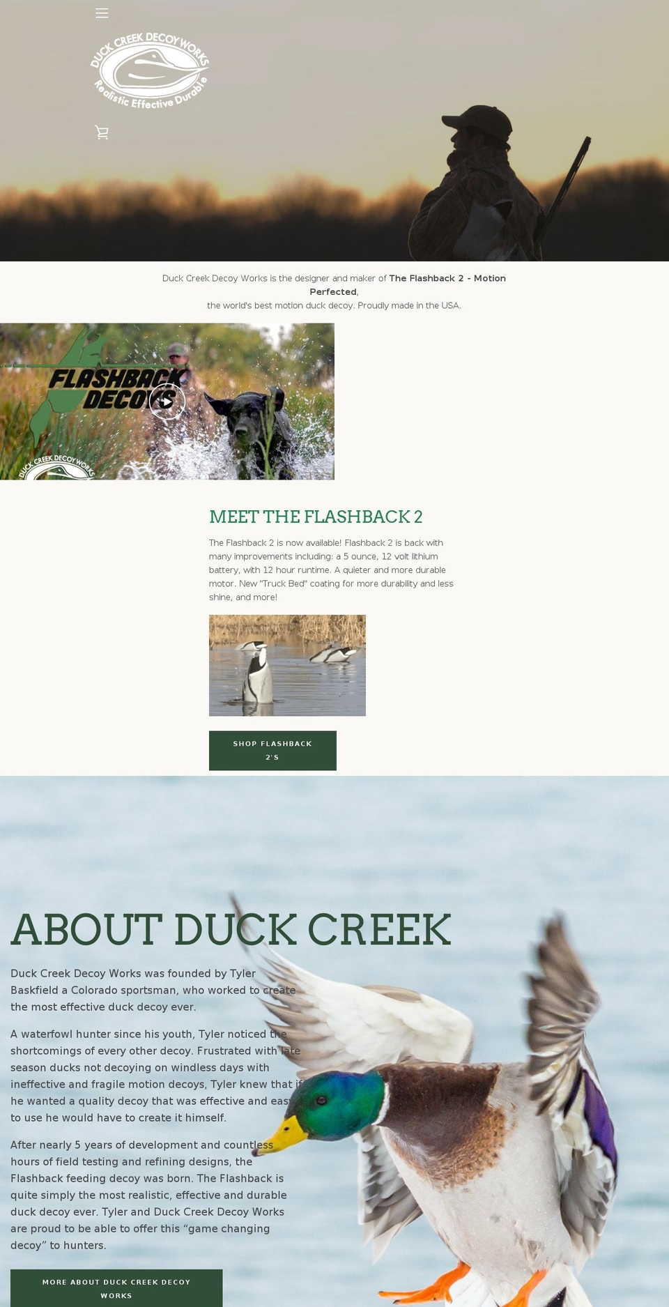 DCDW Shopify theme site example flashbackdecoys.com