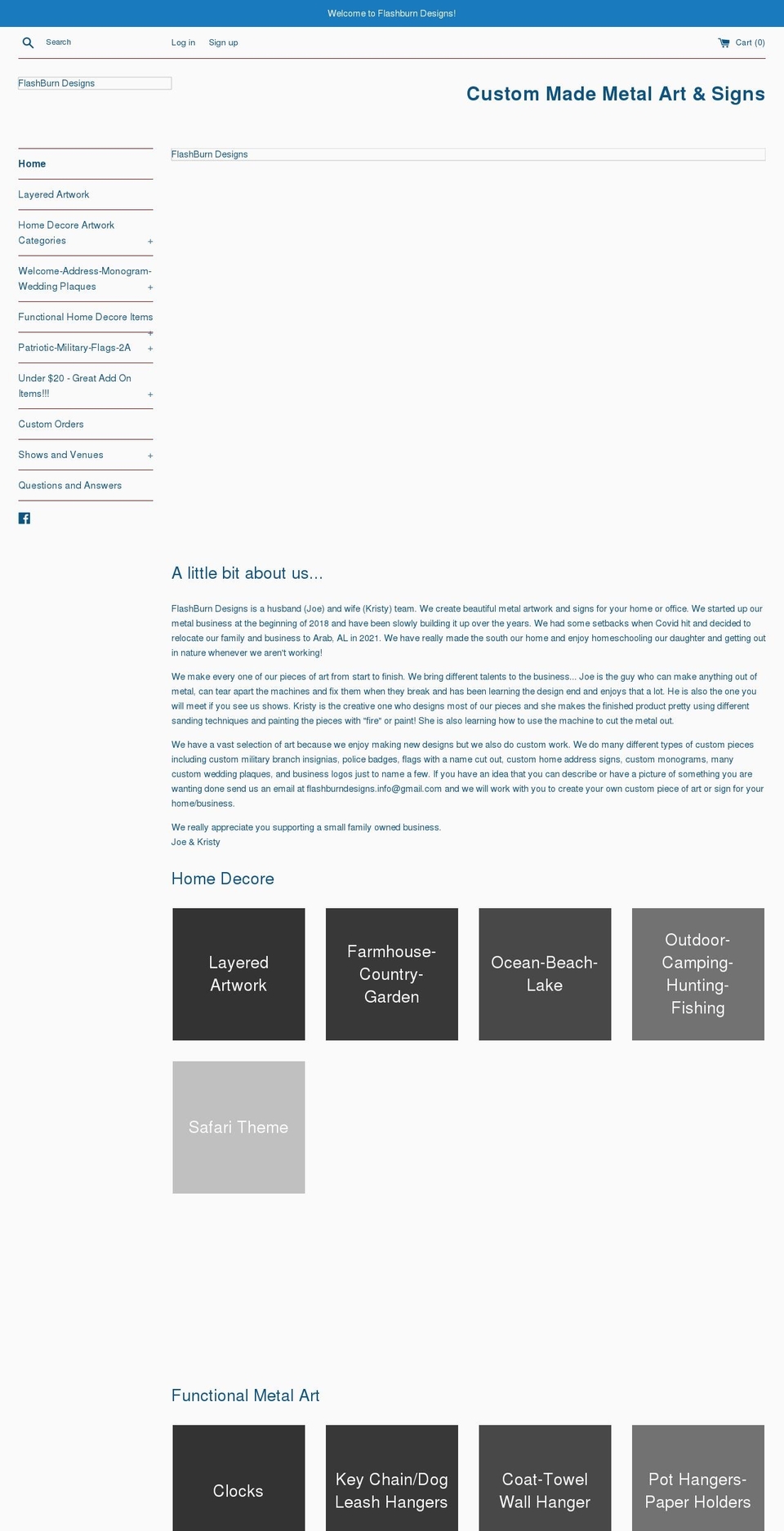 flashburndesigns.com — Shopify storefront screenshot