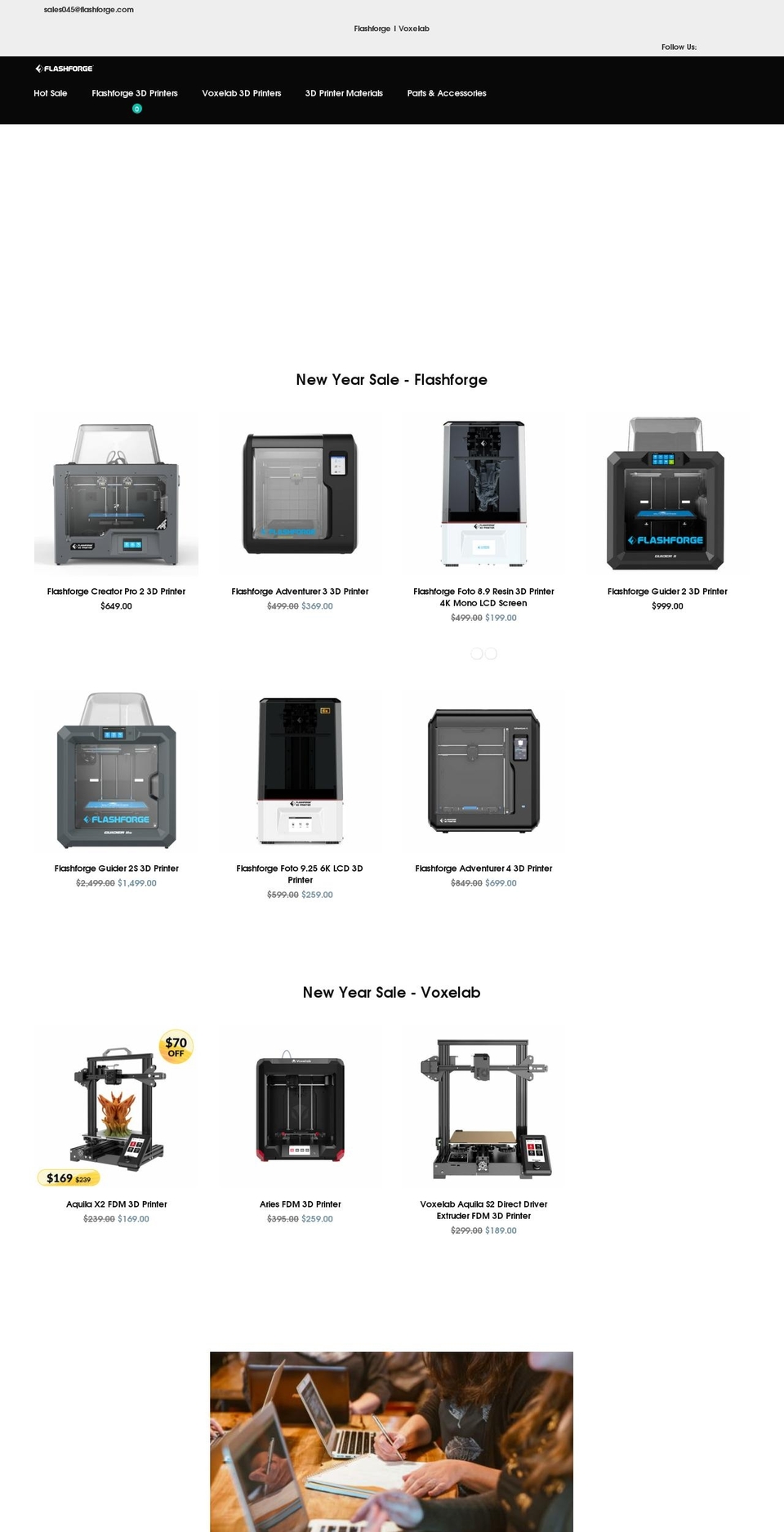 flashforge3dp.com shopify website screenshot