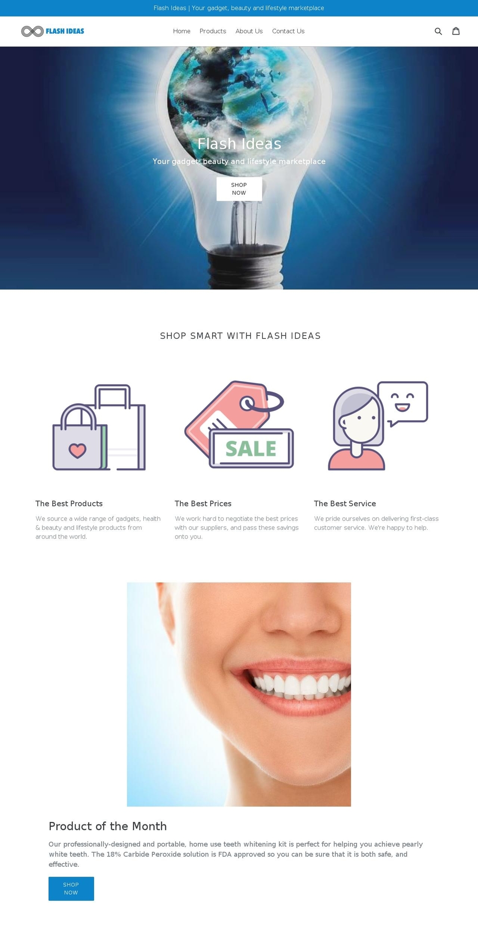 flashideas.store shopify website screenshot