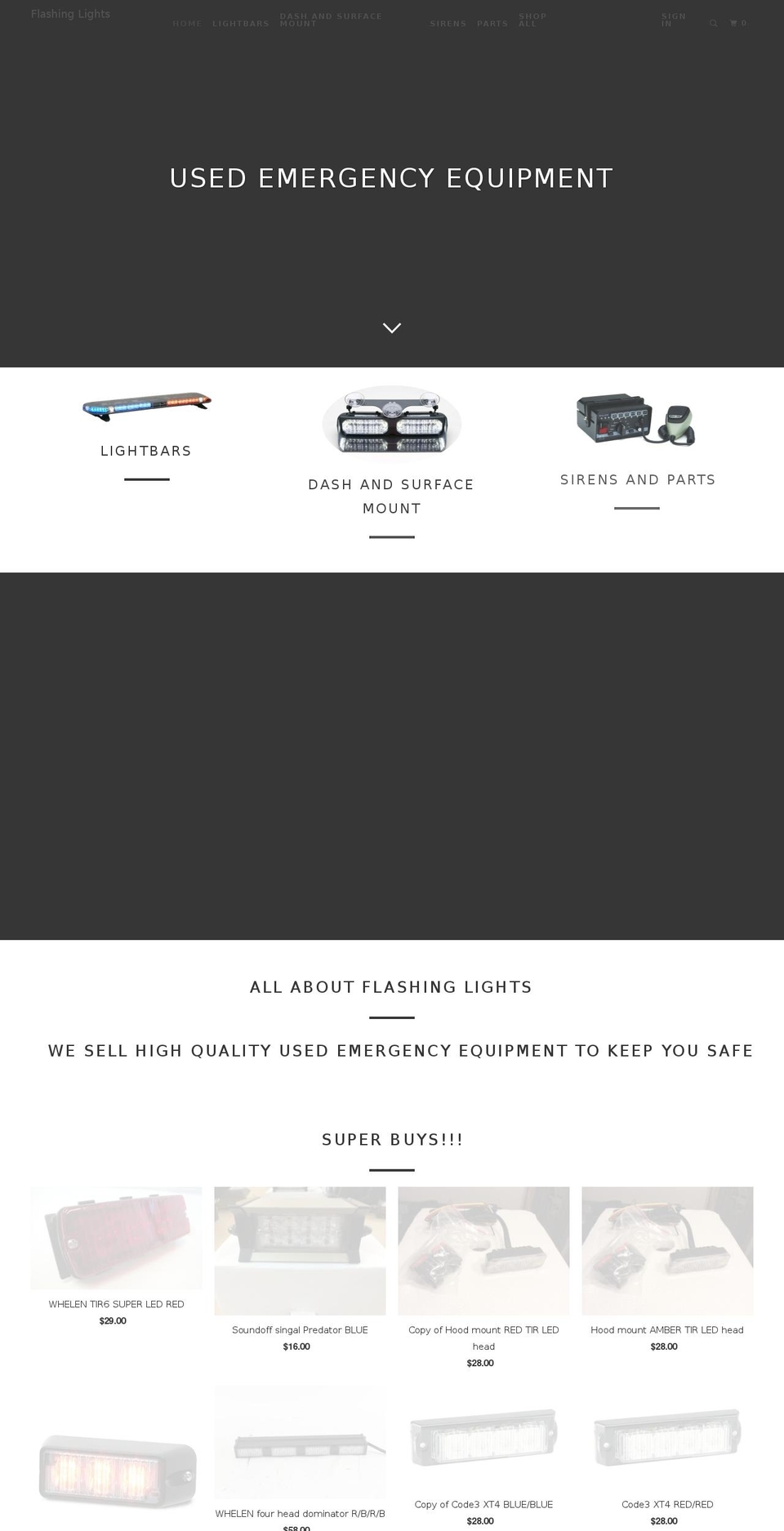 flashing-lights.com — Shopify storefront screenshot