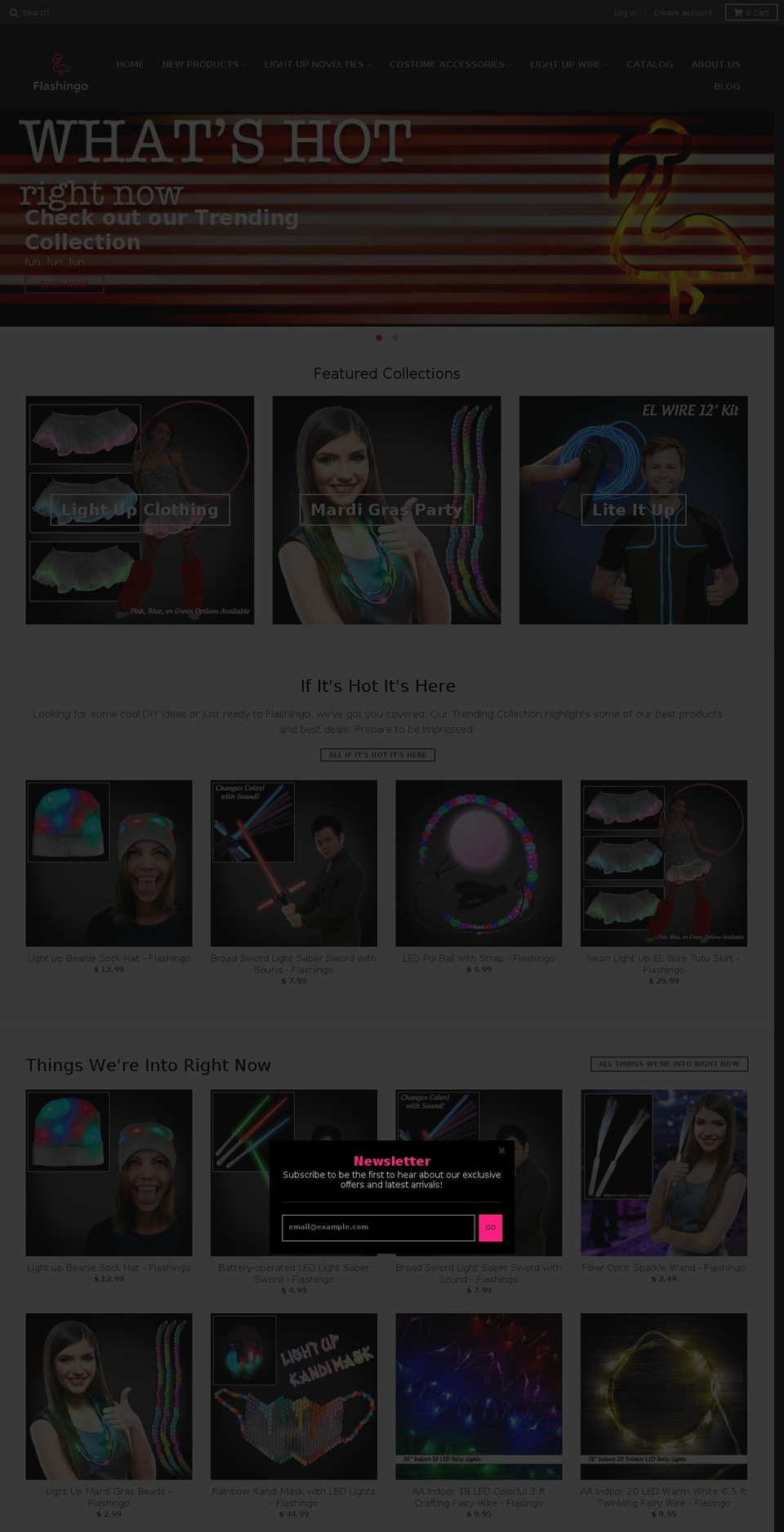 flashingo.com shopify website screenshot