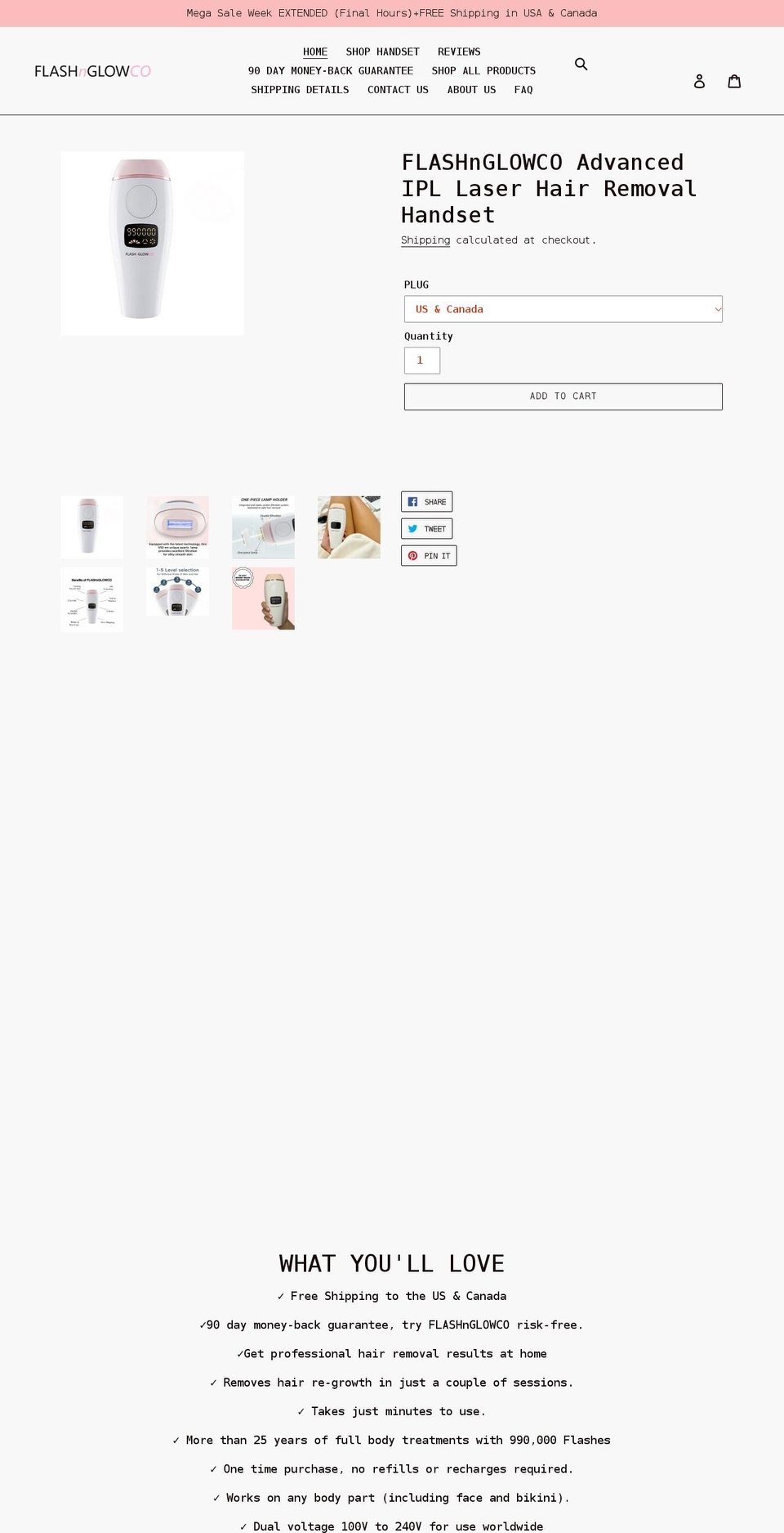 flashnglowco.com shopify website screenshot