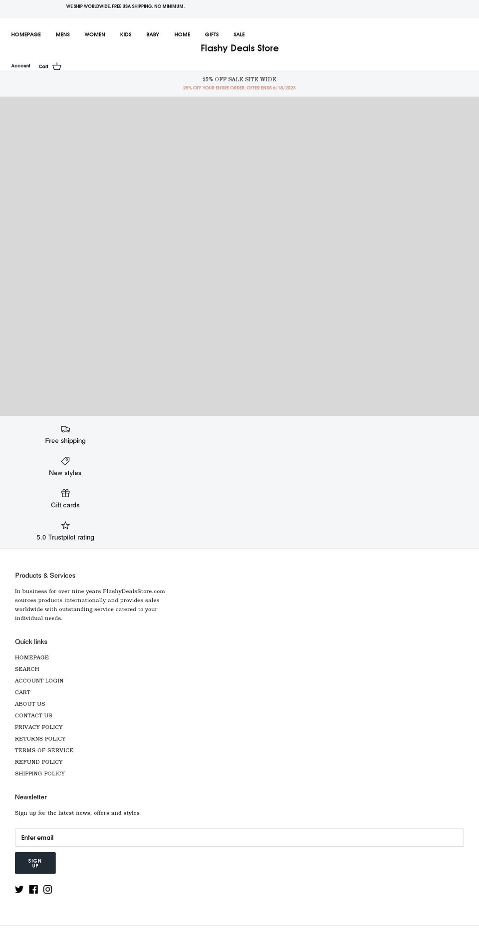 flashydealsstore.com shopify website screenshot