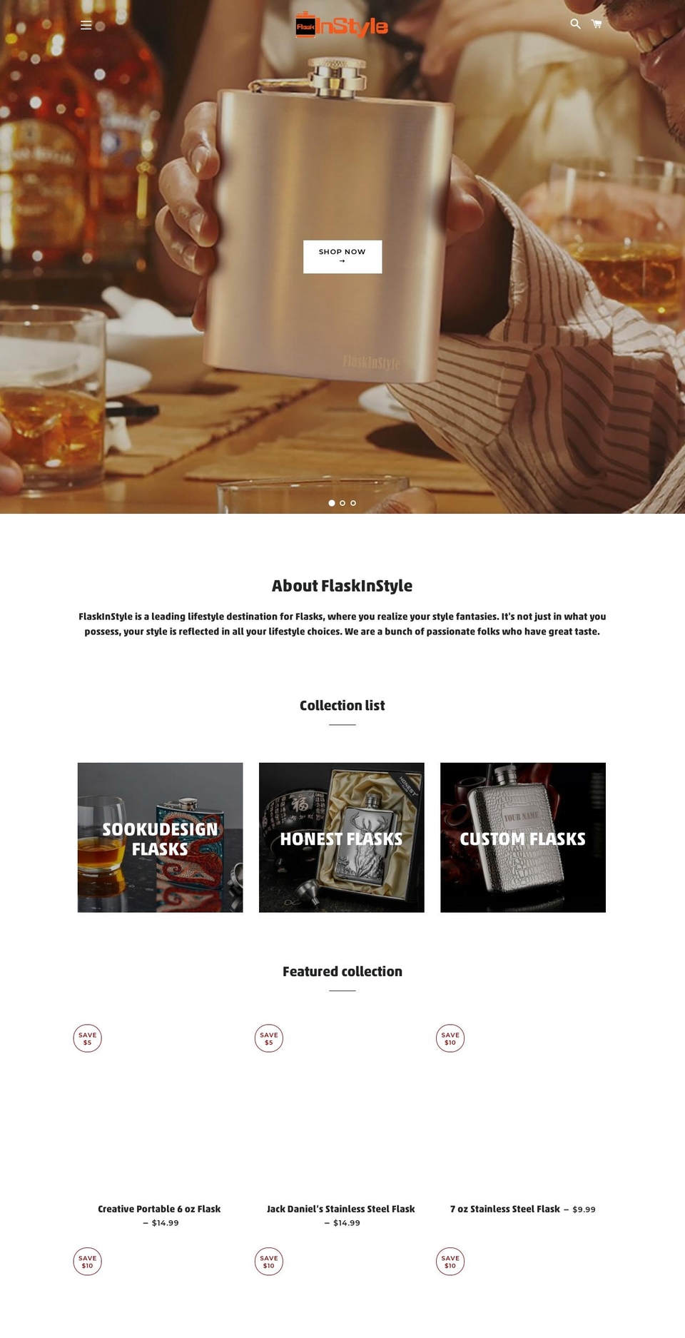 flaskinstyle.com shopify website screenshot