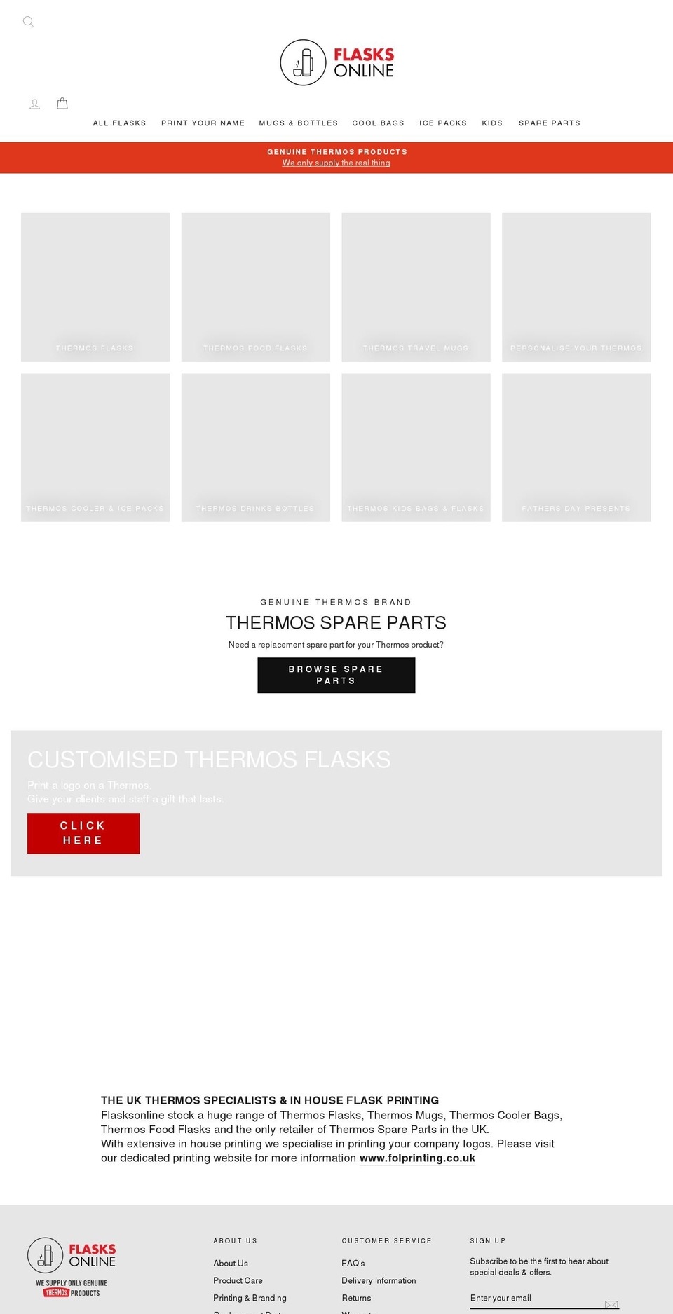 flasksonline.co.uk shopify website screenshot