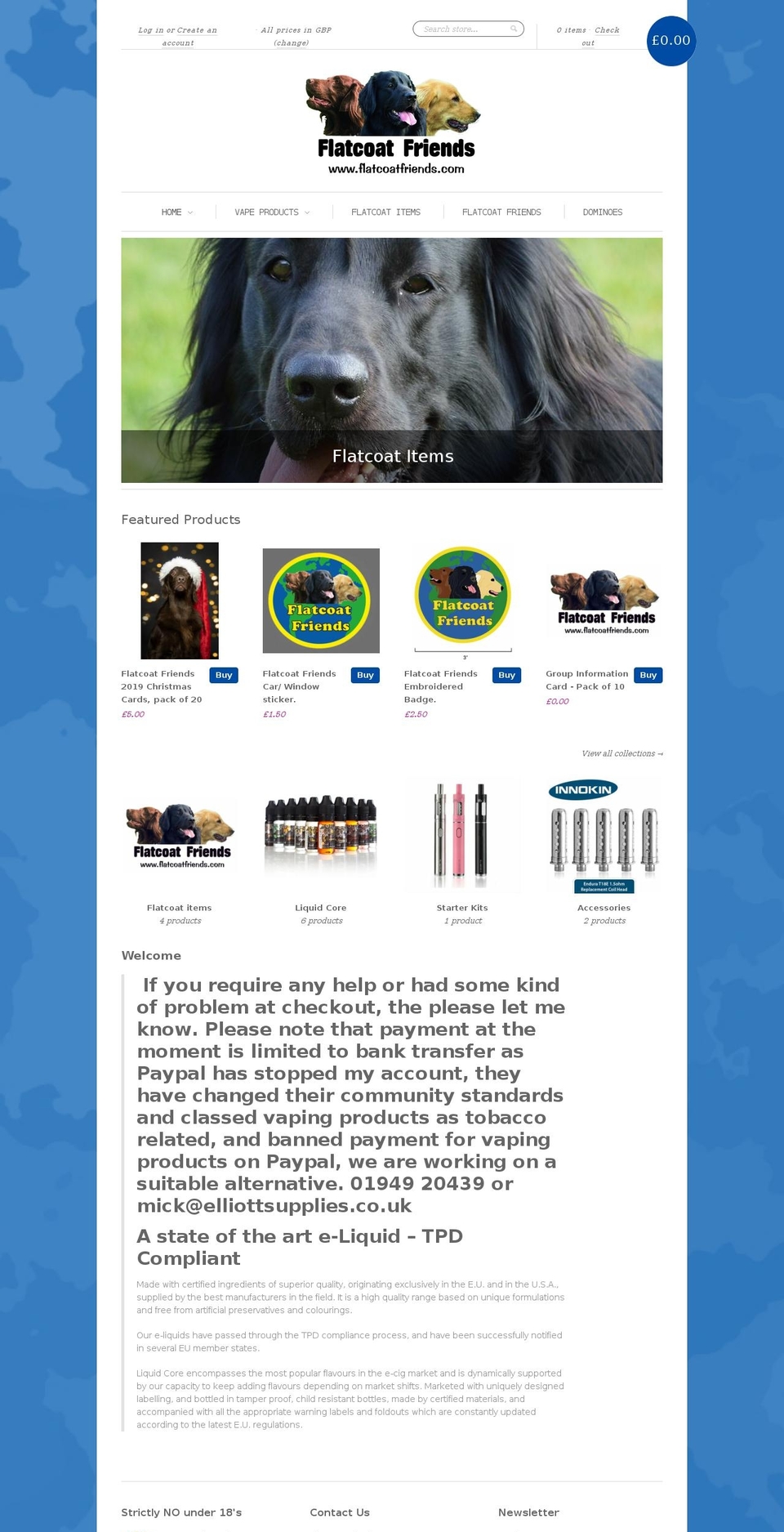 flatcoatfriends.com shopify website screenshot