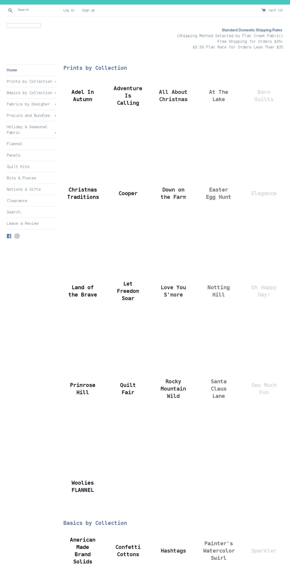 flatcreekfabric.com shopify website screenshot