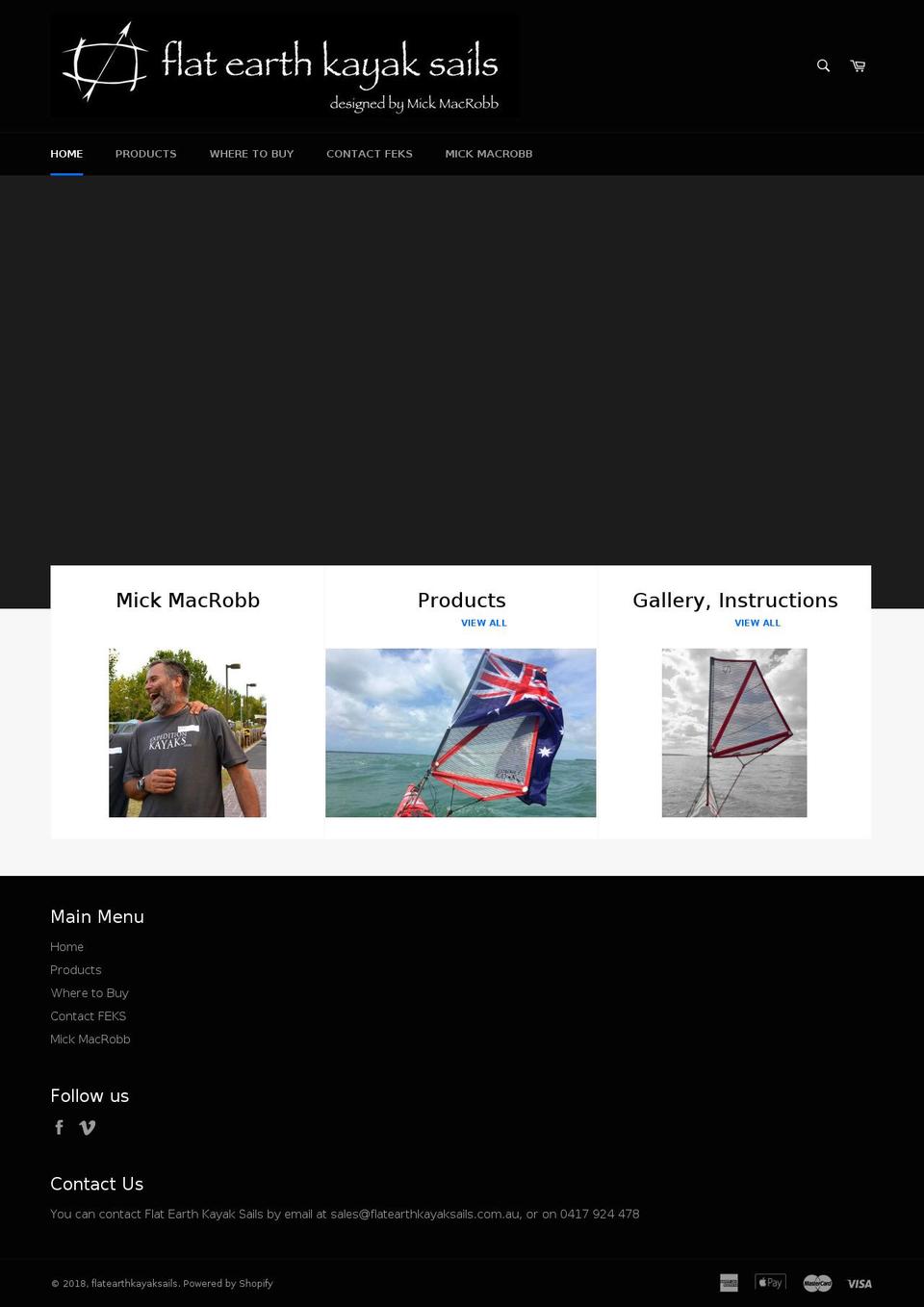 flatearthkayaksails.com.au shopify website screenshot