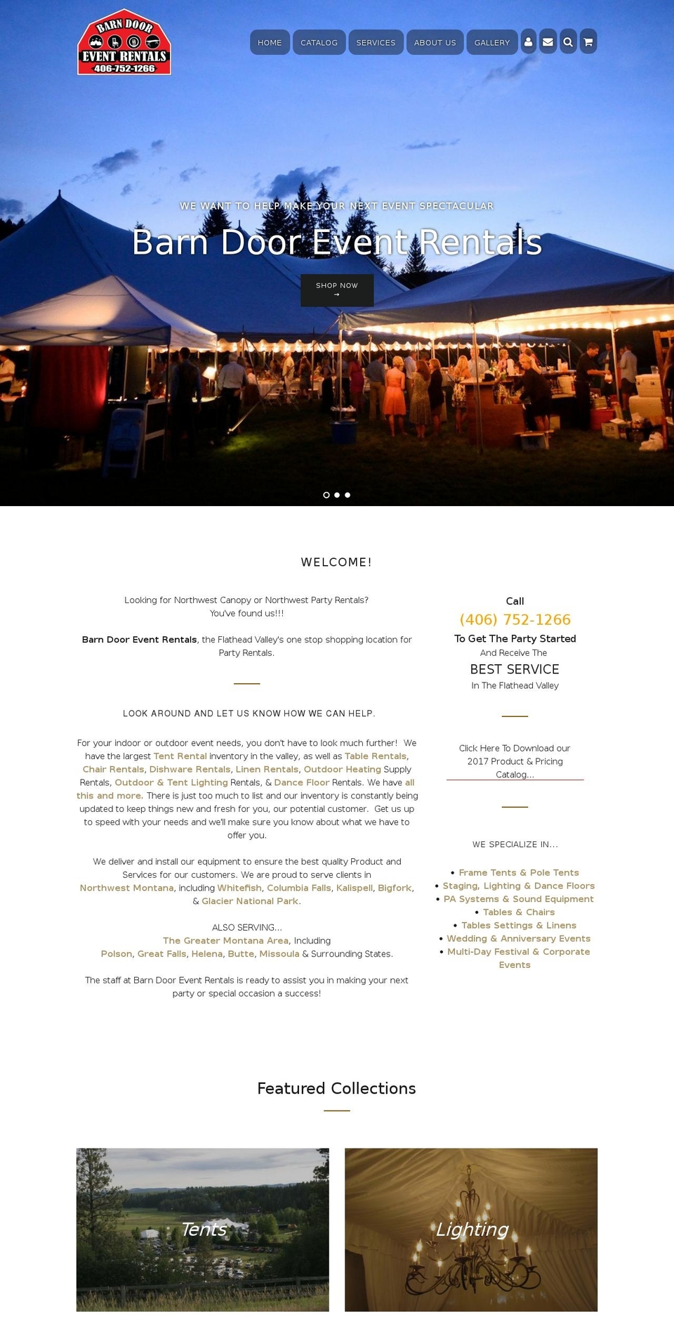flatheadpartyrentals.com shopify website screenshot