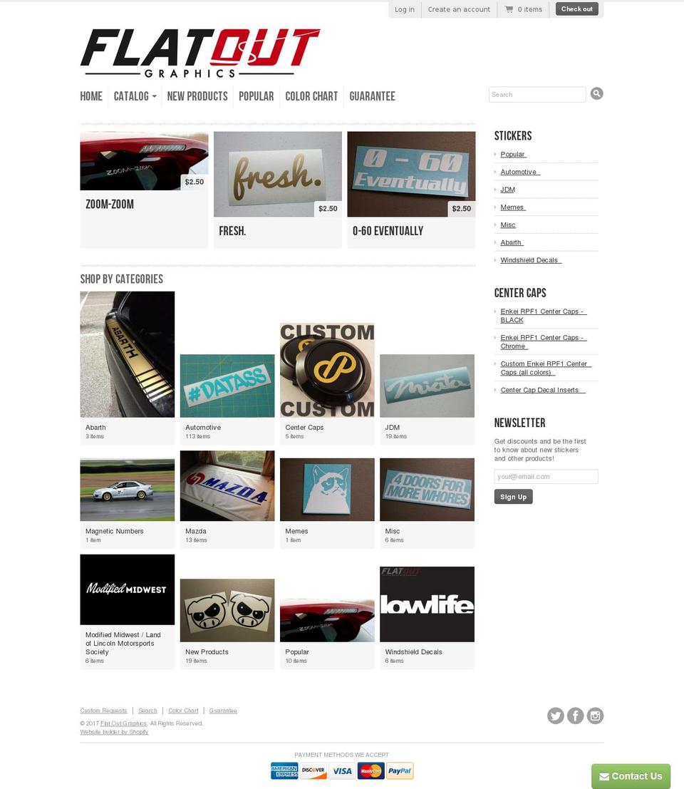 flatoutgraphics.net shopify website screenshot