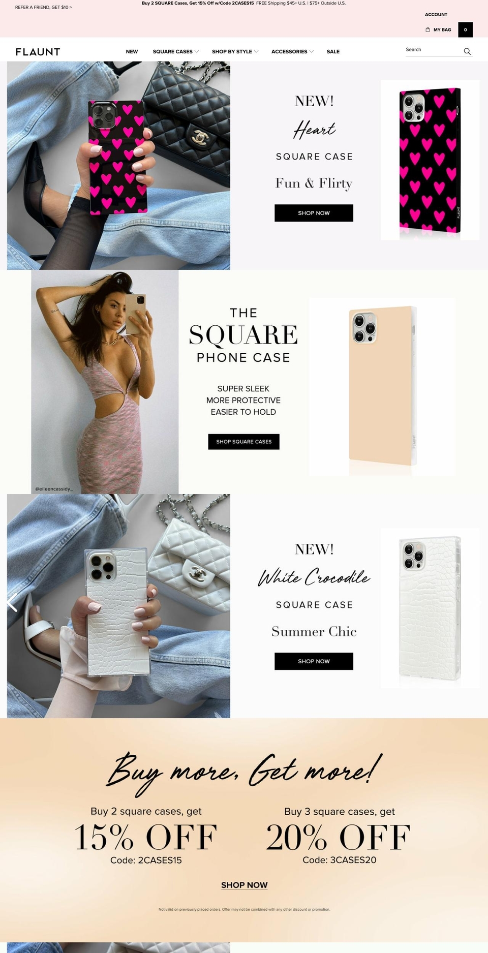flauntcases.com shopify website screenshot