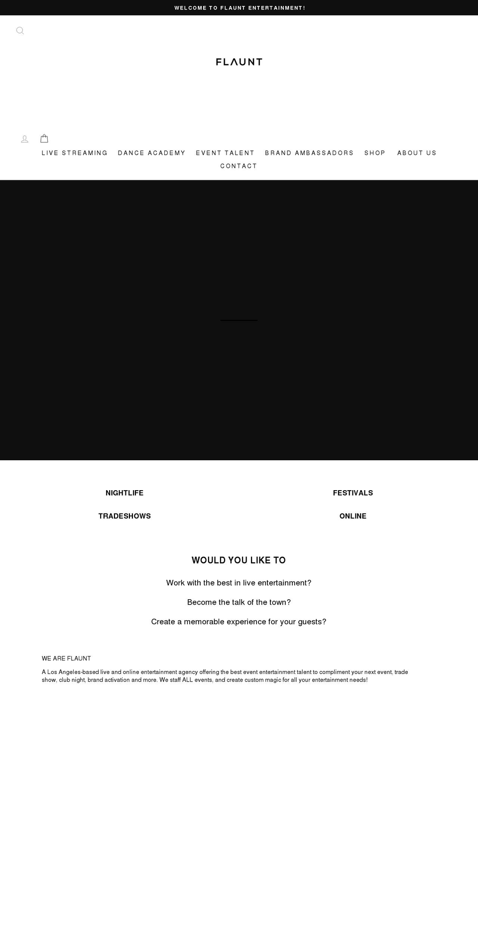 flauntentertainment.com shopify website screenshot
