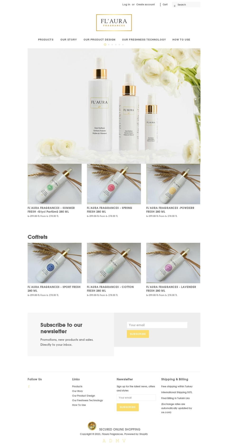 flaurafragrances.com — Shopify storefront screenshot