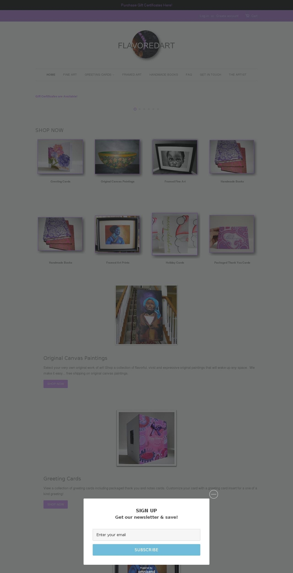 flavoredart.com shopify website screenshot