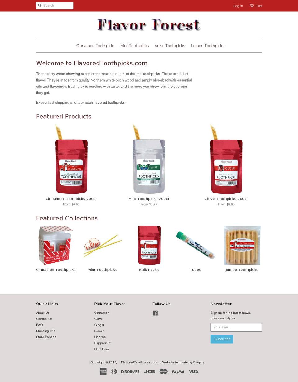 flavoredtoothpicks.com shopify website screenshot