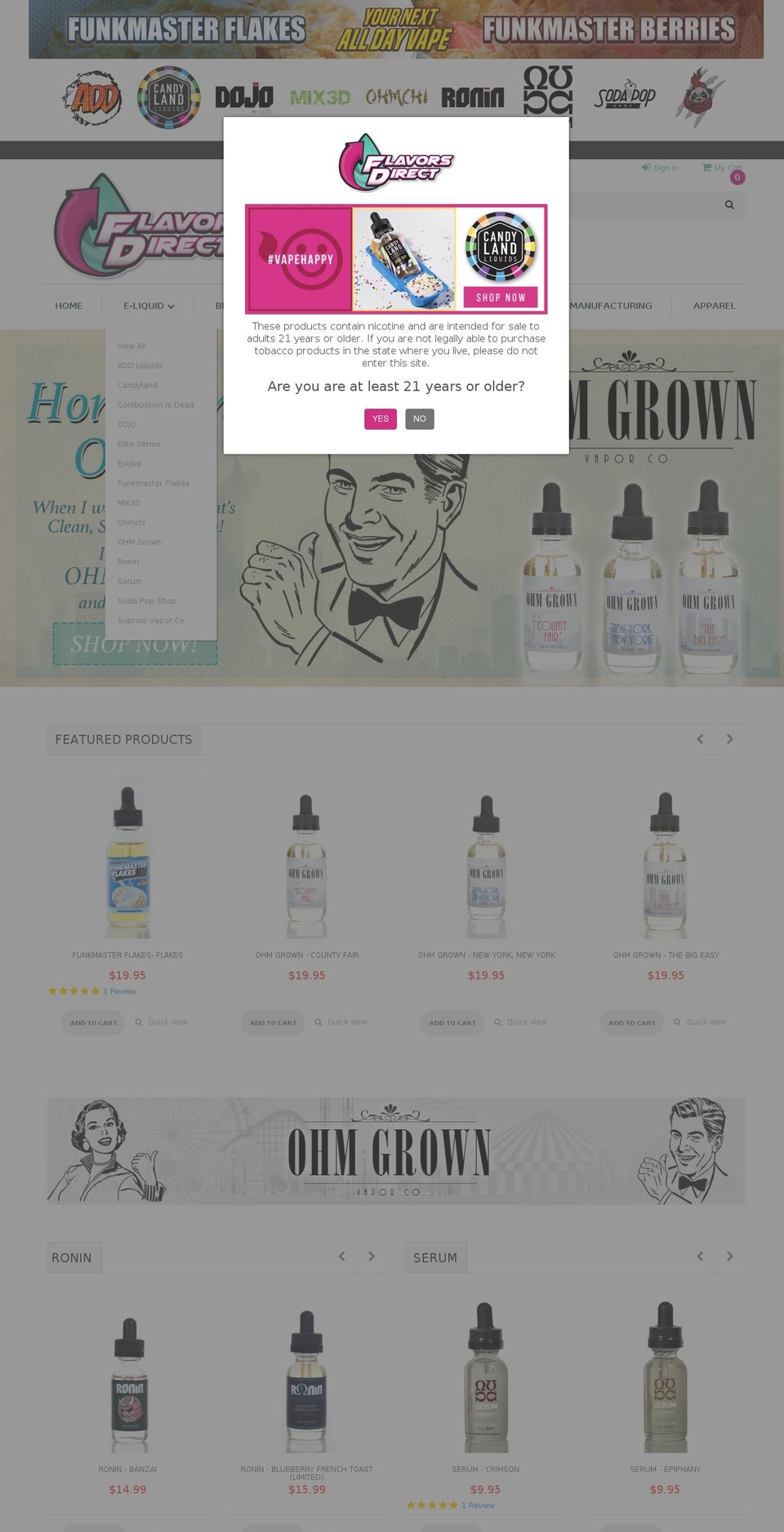 flavorsdirect.com shopify website screenshot