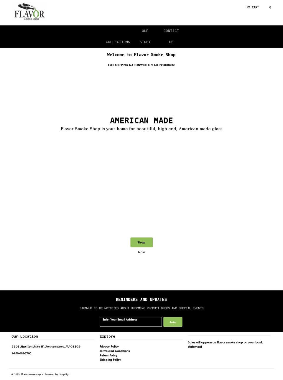 flavorsmokeshop.com shopify website screenshot