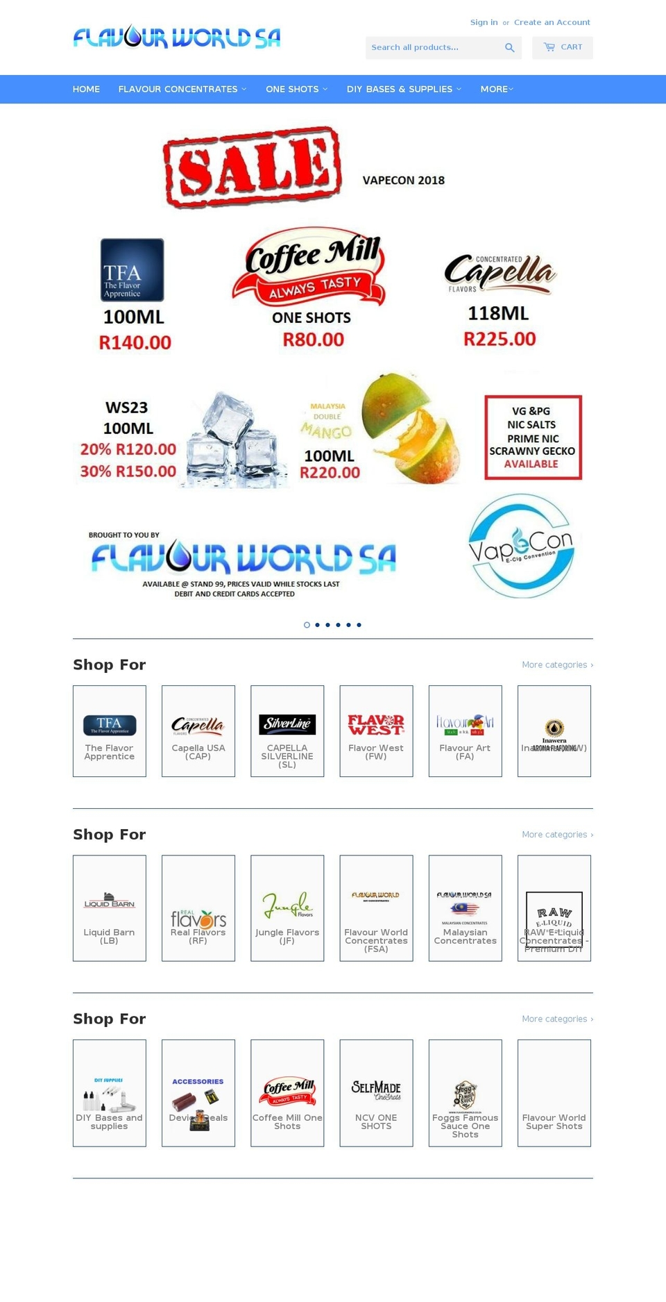 flavourworld.co.za shopify website screenshot