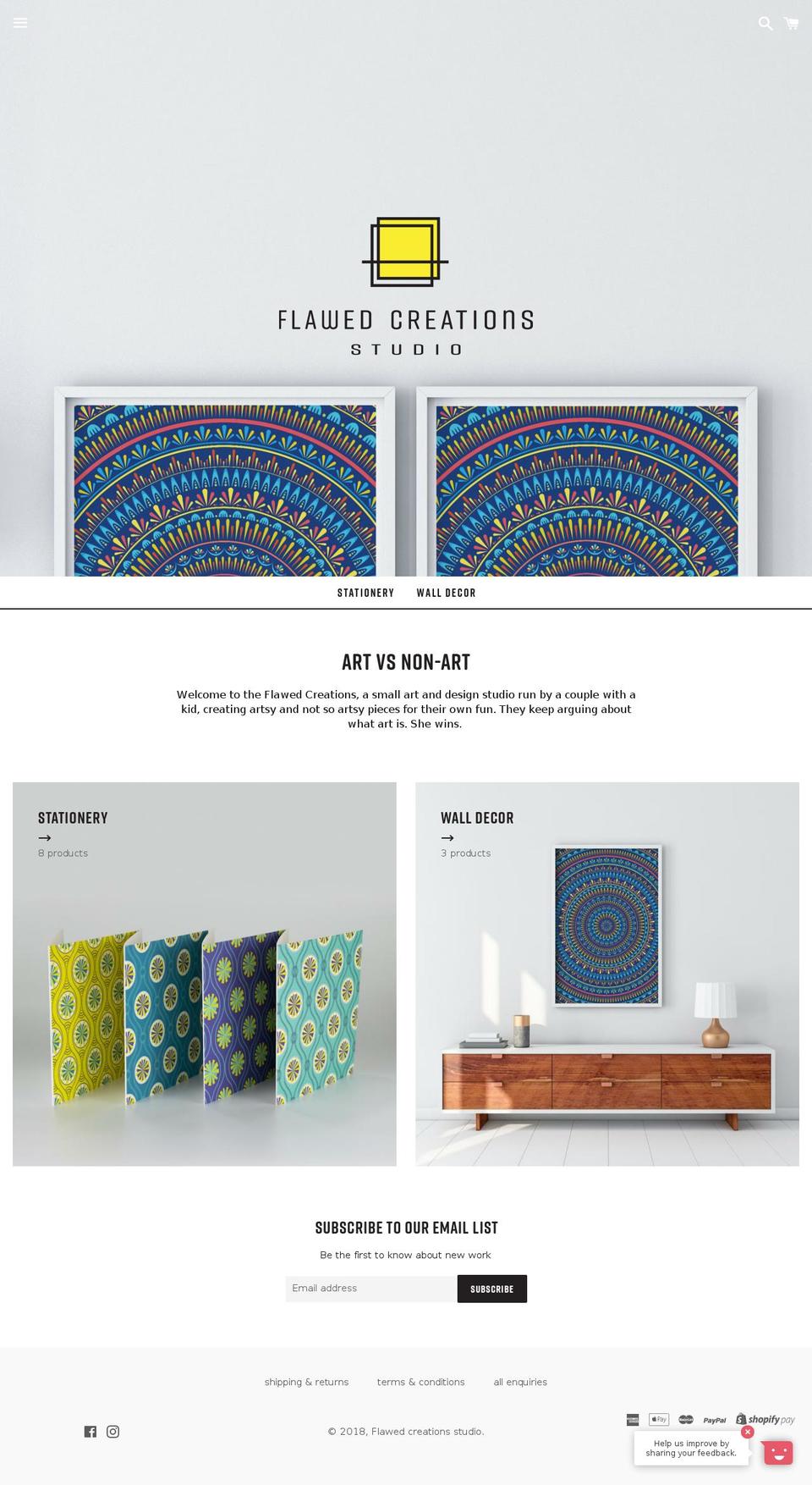 flawedcreationsstudio.com — Shopify storefront screenshot
