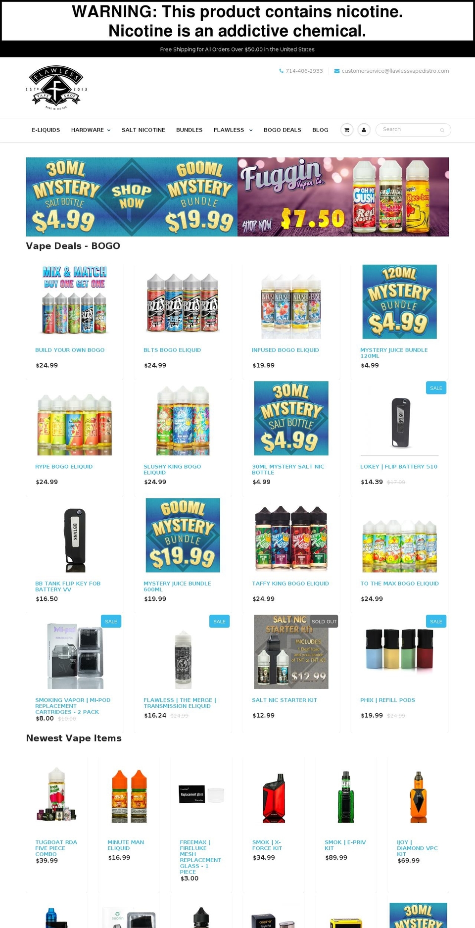 flawless-vape-shop.myshopify.com — Shopify storefront screenshot