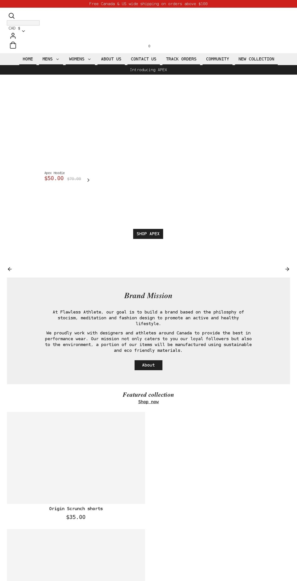 flawlessathlete.com shopify website screenshot