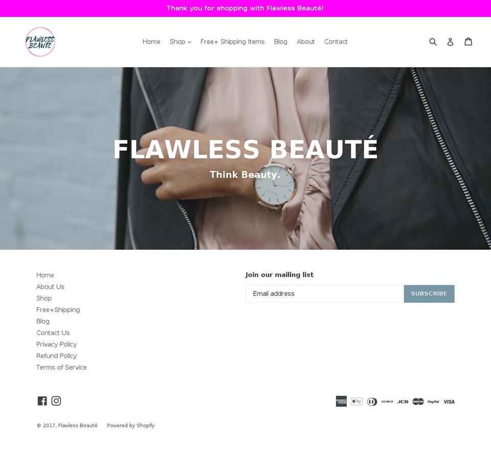 flawlessbeaute.com shopify website screenshot