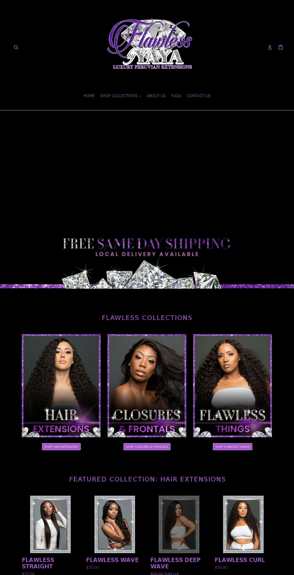 flawlessbyyaya.com — Shopify storefront screenshot